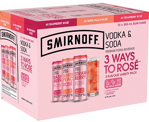 Smirnoff Rose Vodka Soda Mixer - 12Pk can - Save $3.30 Smirnoff Rose Vodka Soda Mixer - 12Pk can - Save $3.30