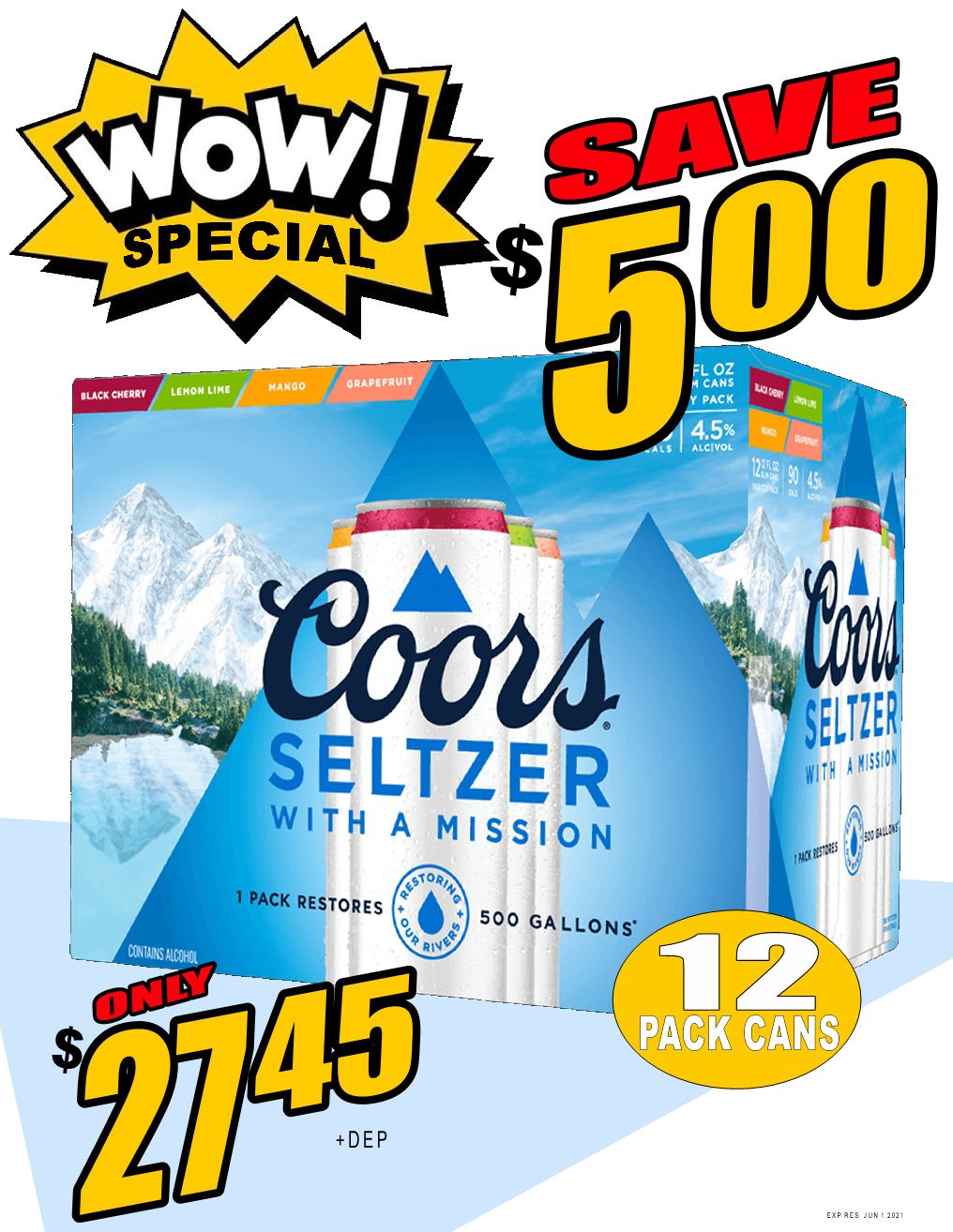 CoorsSeltzerMixer 12AR WOW DEAL!! Coors Seltzer Mixer - 12Pk can - Save $5.00!! WOW DEAL!!