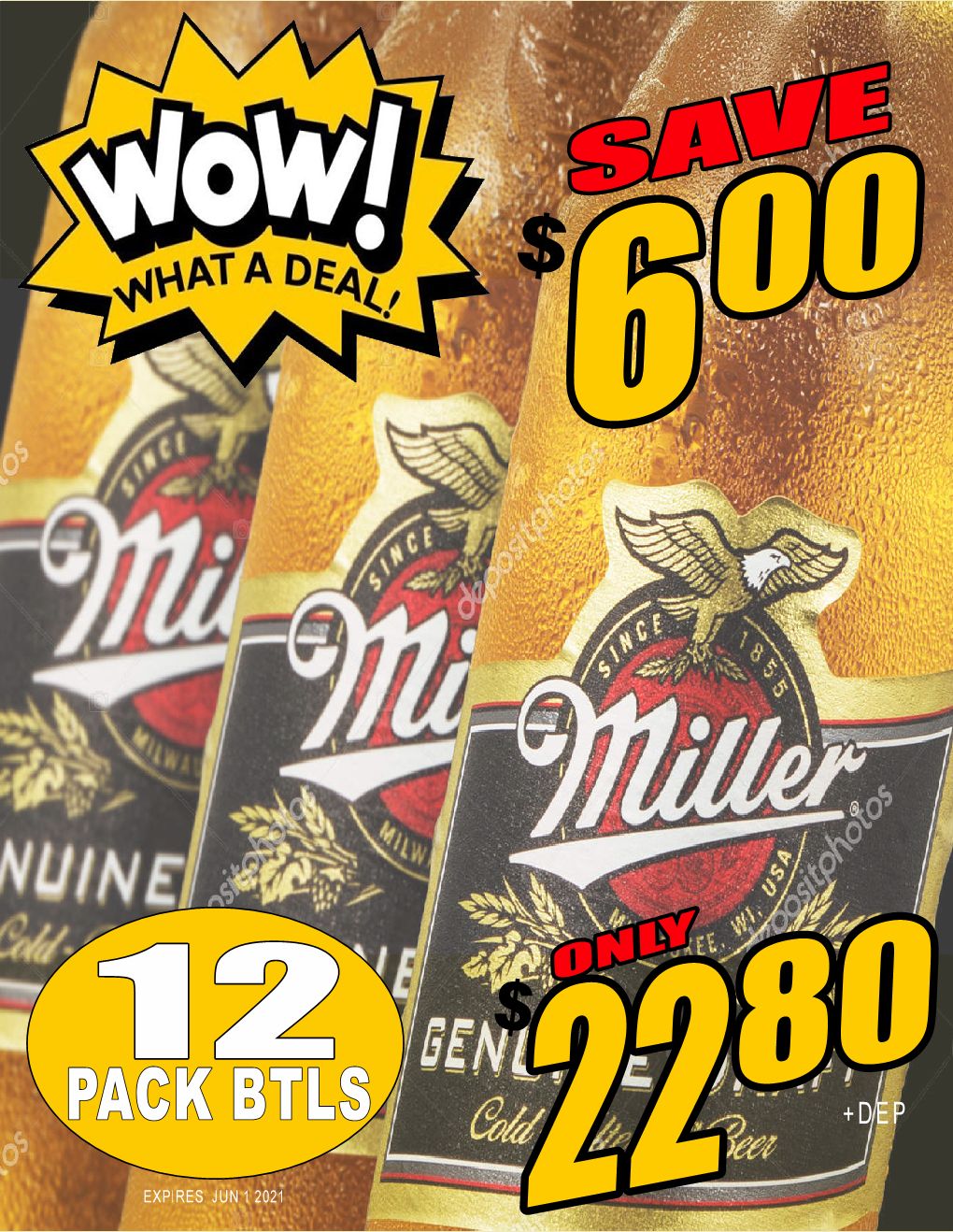MGD 12PB WOW!! Miller Genuine Draft - 12PB - Save $6.00!! WOW DEAL!!