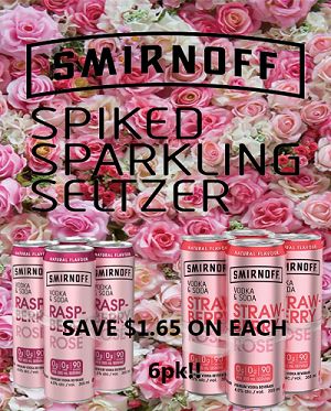 sMIRNOFF Rose lto Smirnoff Rose Seltzers - Raspberry & Strawberry - 4Pk - Save $1.65