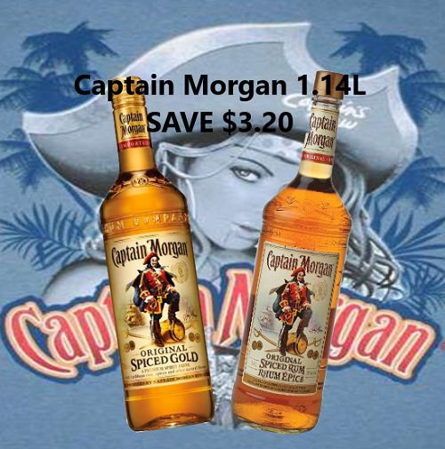 Captain Morgan Spiced Rum - 1.14L - Save $3.20 - PLASTIC & GLASS