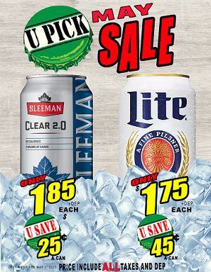 Sleeman Clear - Save $0.25/can & Miller Lite - Save $0.45/can