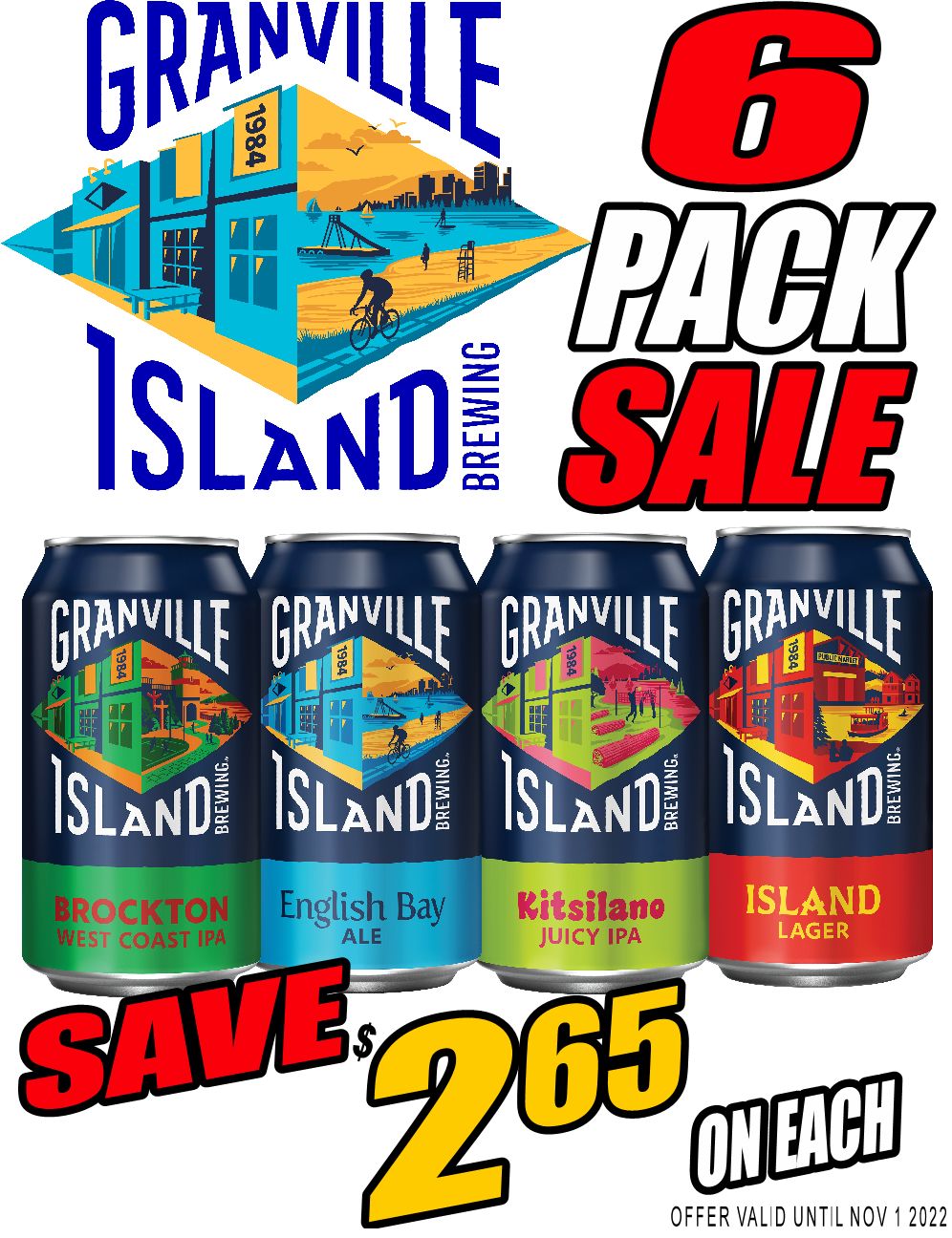 Granville Island Brewing - WCIPA/Pale Ale/Lager & Juicy IPA - 6x355ml - Save $2.65/EA